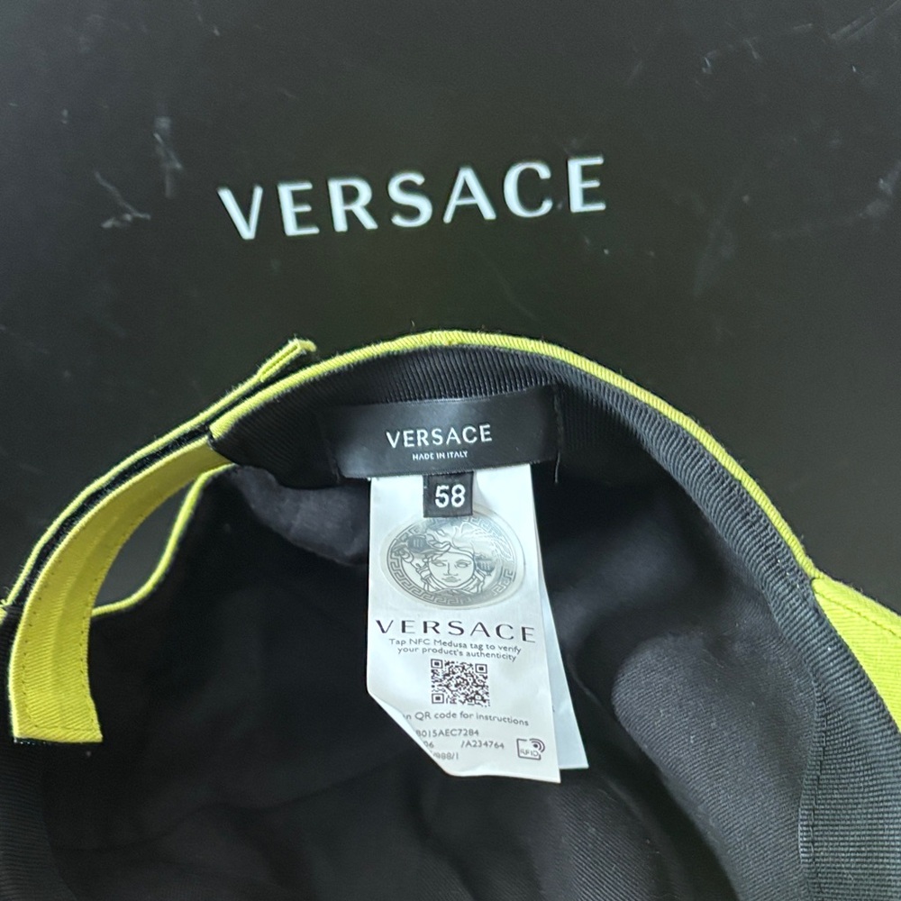 Versace Neon Green Cap with Purple Embroidery - Picture 4 of 5